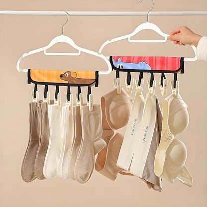 Foldable Clothes Drying Rack - 3-Pack with 18 Clips, Portable Laundry Hanger for Socks, Underwear & Towels - Compact Oxford Fabric & Polypropylene, Travel-Friendly
