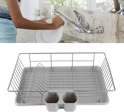 JTLB Metal Dish Storage Rack Drainer Kitchen Utensils Tableware Holder Drying Tray