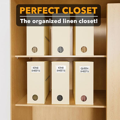 SpaceAid 6 Pack Bed Sheet Organizers and Storage, Foldable Sheet Organizer for Linen Closet, Sheets Set Folder Keeper with Window XL (Queen & King Size) Bedding Container (Beige, 6 Pack)