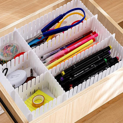 Foraineam 48Pcs Drawer Dividers, Adjustable DIY Grid Divider White Storage Organizer Separator, Socks Underwear Scarves Makeup Drawer Organizer Divider for Dresser Bedroom Office Kitchen Storage
