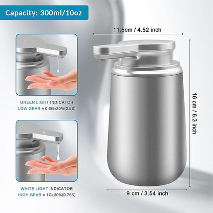 Mamiddle 12 oz. Automatic Soap Dispenser Stainless Steel with Sensor Infrared Soap Dispenser Electric IPX5 Waterproof USB-C Charging Motion Sensor for Kitchen & Bathroom (Silver Arc)