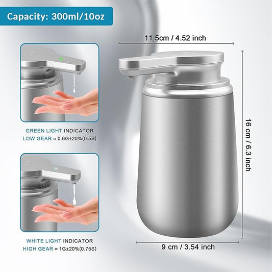 Mamiddle 12 oz. Automatic Soap Dispenser Stainless Steel with Sensor Infrared Soap Dispenser Electric IPX5 Waterproof USB-C Charging Motion Sensor for Kitchen & Bathroom (Silver Arc)