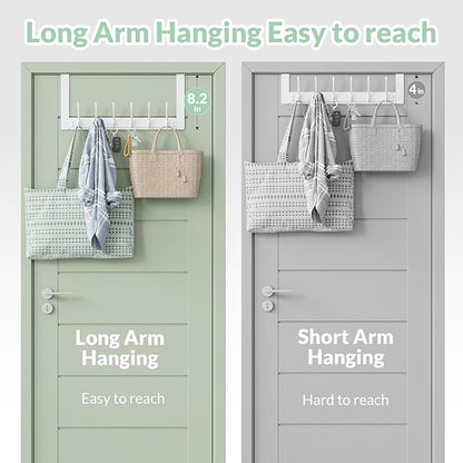 WLCSNG Over The Door Hooks with 6 Hooks for Hanging-Space-Saving,Over The Door Hanger,Over The Door Towel Rack,Towel Hanger for Bathroom,Guaranteed Quality & Compressed Packaging. (1, White)