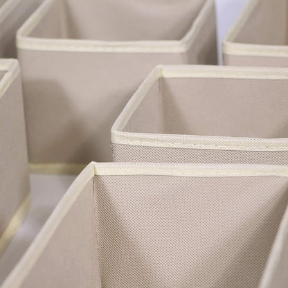 DIOMMELL 11 Pack Foldable Cloth Storage Box Closet Dresser Drawer Organizer Fabric Baskets Bins Containers Divider for Clothes Underwear Bras Socks Lingerie Clothing,Beige 245