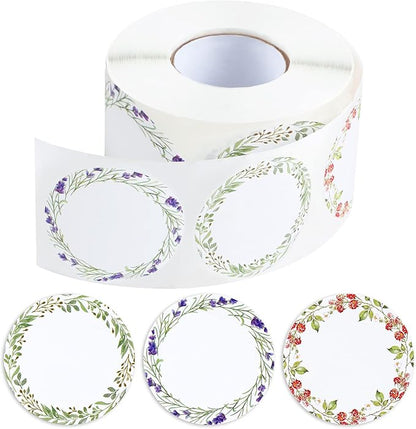 600 Pcs 2" Floral Easter Gift Label Tags Stickers, Canning Labels for Jar Flower Stickers for Jars Lids Spice Labels Bottle Label with 3 Pattern Designs