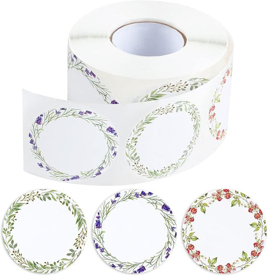 600 Pcs 2" Floral Easter Gift Label Tags Stickers, Canning Labels for Jar Flower Stickers for Jars Lids Spice Labels Bottle Label with 3 Pattern Designs