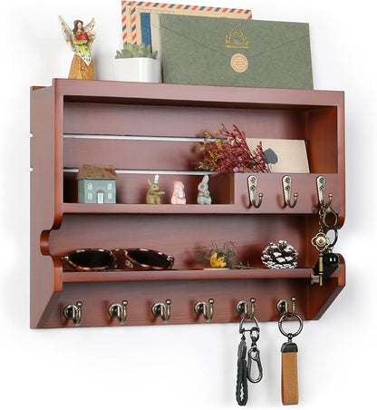 Key Holder for Wall, Mail Organizer Wall Mounted, Auburn