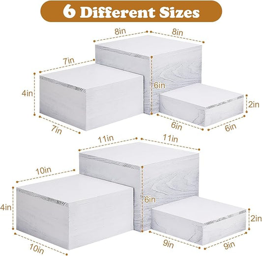 6 Pack Wooden Risers Display Stands Square Food Risers for Buffet Party Rustic Wood Cake & Cupcake Stands Nesting Box Wooden Crates for Display