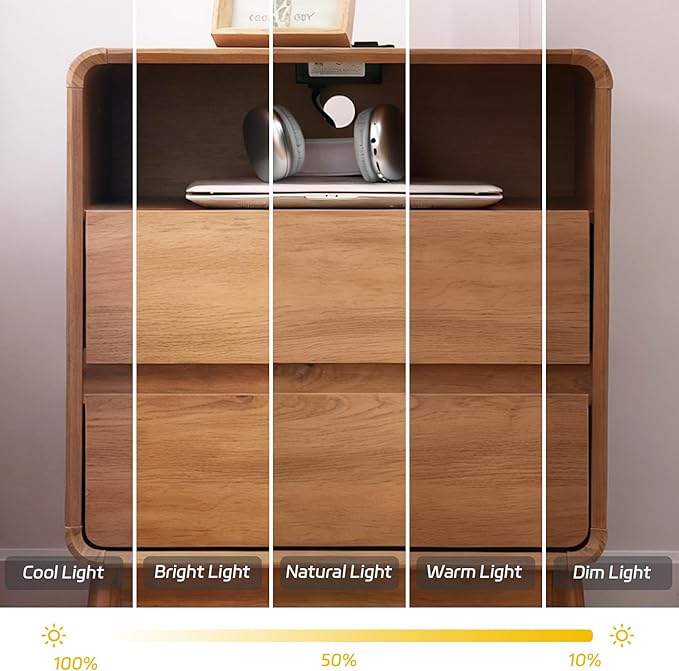 GlowVitaHome Nightstand, Wood Bedside Table with 2 Drawers and Open Storage Shelf, Accent End Table with Solid Wood Legs for Bedroom,Nature