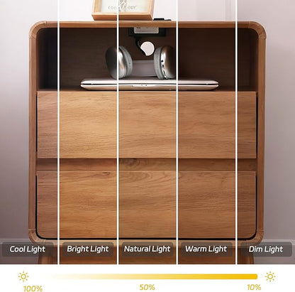 GlowVitaHome Nightstand, Wood Bedside Table with 2 Drawers and Open Storage Shelf, Accent End Table with Solid Wood Legs for Bedroom,Nature