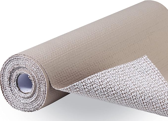 Premium Drawer and Shelf Liner for Cabinet, Non Adhesive Liner for Kitchen, Strong Grip Non Slip Shelf Liners for Kitchen Cabinets, Storage, Drawers, Shelves, Kitchenware and Tableware, Beige