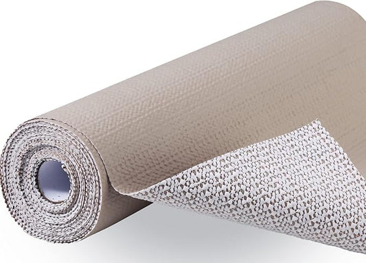 Premium Drawer and Shelf Liner for Cabinet, Non Adhesive Liner for Kitchen, Strong Grip Non Slip Shelf Liners for Kitchen Cabinets, Storage, Drawers, Shelves, Kitchenware and Tableware, Beige