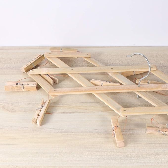 Folding Hangers Foldable Laundry Socks Hanging Rack Multi Hanger Socks Hook Dryer Folding Drying Rack Clothespin Baby Clip Wooden