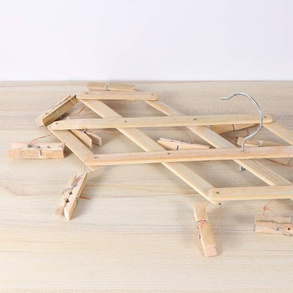 Folding Hangers Foldable Laundry Socks Hanging Rack Multi Hanger Socks Hook Dryer Folding Drying Rack Clothespin Baby Clip Wooden