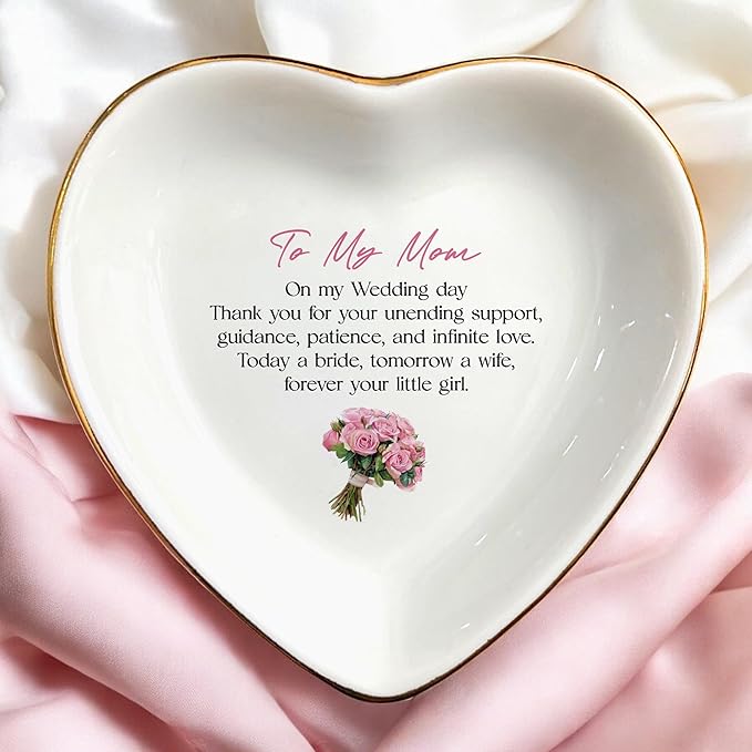 Clover89 To My Mom Ring Dish Gifts-Mother's Day Gifts for Mom From Daughter-Ceramic Ring Dish Jewelry Tray,Birthday,Wedding,Engagement,Christmas,Thanksgiving Day Gifts for Mother