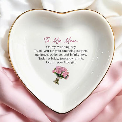 Clover89 To My Mom Ring Dish Gifts-Mother's Day Gifts for Mom From Daughter-Ceramic Ring Dish Jewelry Tray,Birthday,Wedding,Engagement,Christmas,Thanksgiving Day Gifts for Mother