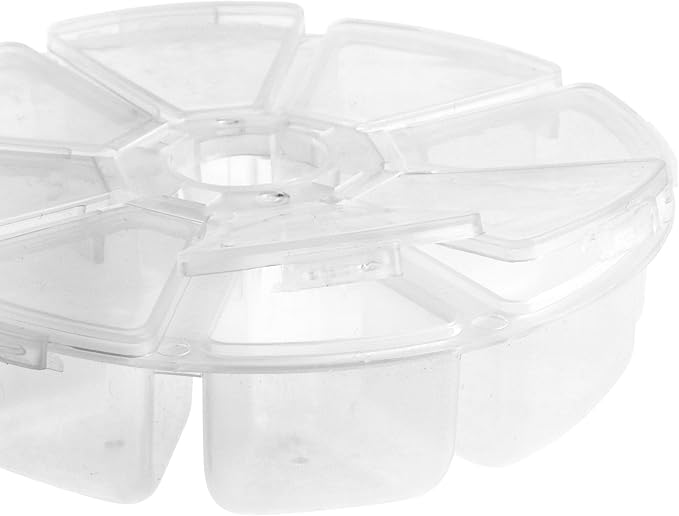 Cosmos 3 Pcs Clear 8 Compartment Round Jewelry Bead Storage Organizer Display Containers Case Box