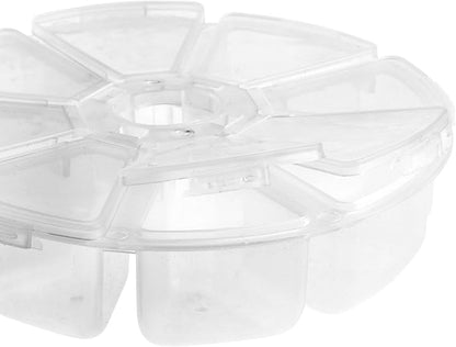 Cosmos 3 Pcs Clear 8 Compartment Round Jewelry Bead Storage Organizer Display Containers Case Box