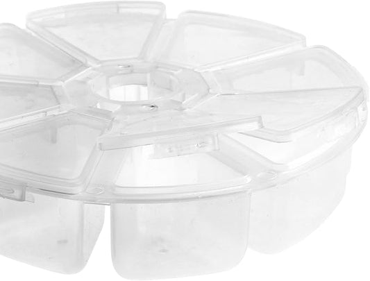 Cosmos 3 Pcs Clear 8 Compartment Round Jewelry Bead Storage Organizer Display Containers Case Box