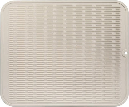 Silicone Dish Drying Mat for Multiple Usage,Easy clean,Eco-friendly,Heat-resistant Silicone Mat for Kitchen Counter or Sink,Refrigerator or Drawer Liner Tapioca XL 18 inches x 16 inches