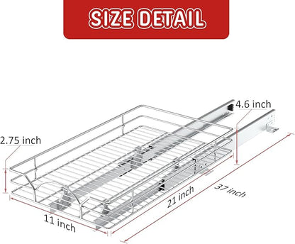 LOVMOR Pull Out Cabinet Organizer and Storage 11" W x 21" D, Slide Out Shelves for Kitchen Cabinets