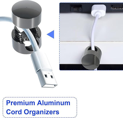 8 Sets Charger Holders for Cords, Black Adjustable Cable Anchor Holders, Adhesive Metal Cord Clips, Cable Management Wire Organizers for Desk, Office, Nightstand