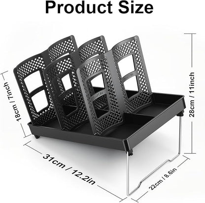 Cup Holder, Adjustable Cup and Lid Organizer Dispenser with Coffee Pod & Straw Storage | Unbreakable Metal Holder for Coffee Station, Bar Countertop, Office Breakroom, Kitchen