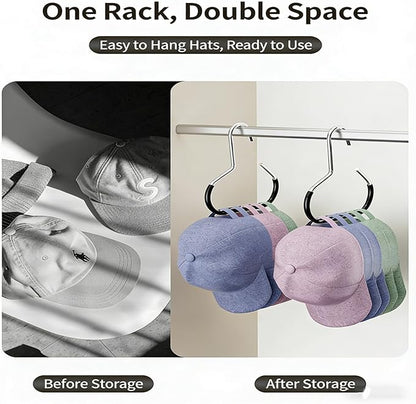 Durable Steel Hangers: Maximize Closet Space with Versatile Storage, Hat Organizer, Stainless Hat Hanger, Multifunctional Steel Hangers for Hats, Scarves, Belts, Ties, Bra, Anti-Slip (24, Grey)