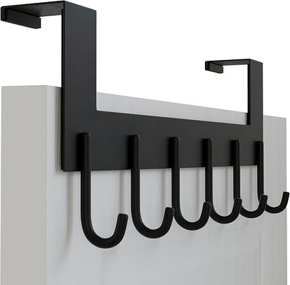 WEBI Over The Door Hook for Hanging Door Hanger:Over Door Towel Rack,Door Coat Hanger Over The Door Coat Rack for Towels,Clothes,Back of Bathroom,Black