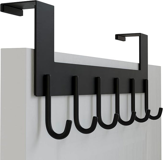 WEBI Over The Door Hook for Hanging Door Hanger:Over Door Towel Rack,Door Coat Hanger Over The Door Coat Rack for Towels,Clothes,Back of Bathroom,Black