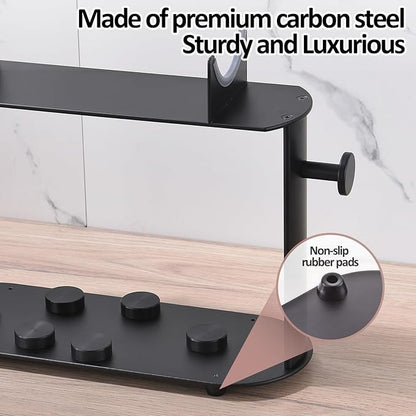 Affogato Hair Dryer Holder Compatible with Shark FlexStyle, Countertop Curling Wand Organizer, Steel Rack with Cord Hanger for Attachments Curlers Brushes Diffuser Accessories Storage