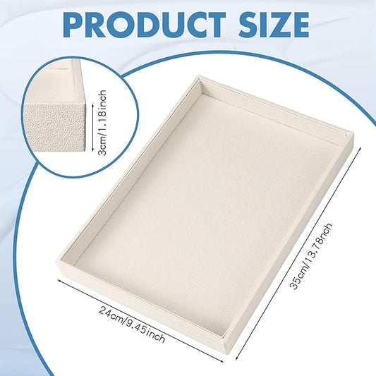 Quelay Velvet Stackable Jewelry Tray Showcase Display, Jewelry Organizer Tray Bracelet Ring Earring Necklace Organizer Empty Plate for Drawers Countertop (Beige,10 Pcs)
