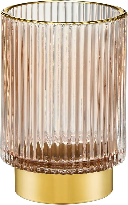 LEICURACE Makeup Brush Holder Organizer,Toothbrush Holders,Desk Pen Pencil Holder,Multifunctional Vintage Glass Brush Cup(A3-27-US)
