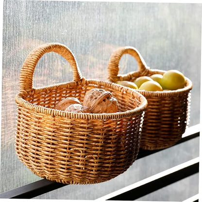 Woven Hanging Storage Basket for Kitchen Decorative Wall Organizer for Garlic Ginger and Eggs Space-saving Design Light for Use