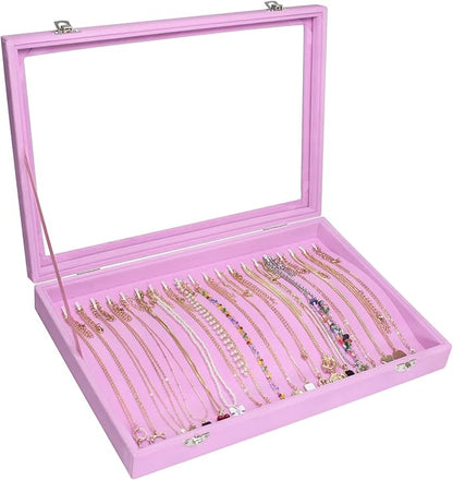 Velvet Necklace Display Jewelry Tray 20 Hook Necklace Tray Necklace Pendant Jewelry Tray for Women and Girls
