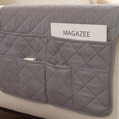 OYX Recliner Armrest Organizer with 6 Pockets, Non-Slip Remote Control Holder for Couch, Sofa & Bedside Storage, Compatible with Phone, iPad, Magazines