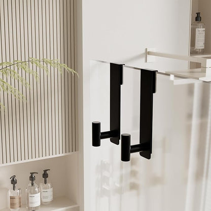 WUIVIUT T-Shape Heavy-Duty Stainless Steel Over The Glass Door Hooks - Frameless Glass Door Hooks for Bathroom Shower Towel Holder 19 cm Hook for Robe,Towels,Shower(T Shape 2 Pack, Fits 3/8'' Thick)