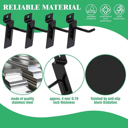 30Pcs 2 Inch/5CM Silver Slatwall Panel Hooks, Heavy Duty Slat Wall Hanging Display Hooks Pegboard Metal Hanger Hook for Gridwall Garage Shop Retail (Wire Diameter 5.6mm/ 0.22”)