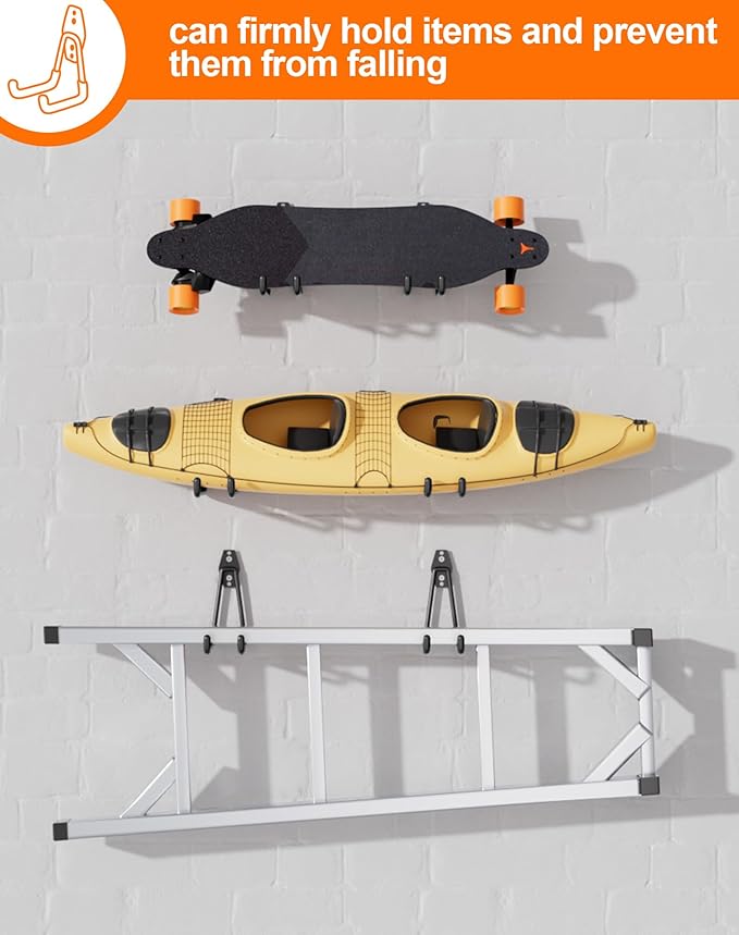 QcoQce 11 Pack Garage Hooks Heavy Duty with 2 Extension Cord Straps,Garage Storage Hooks, Wall Mount Hooks, Garage Organization and Tool Hangers for Bike, Ladder, Ropes and Garden Tools