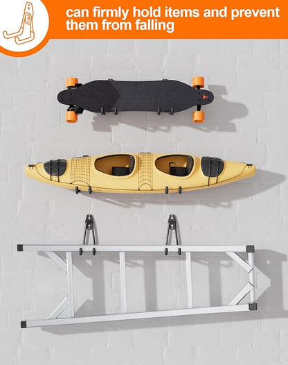 QcoQce 13 Pack Garage Hooks Heavy Duty with 2 Extension Cord Straps,Garage Storage Hooks, Wall Mount Hooks, Garage Organization and Tool Hangers for Bike, Ladder, Ropes and Garden Tools