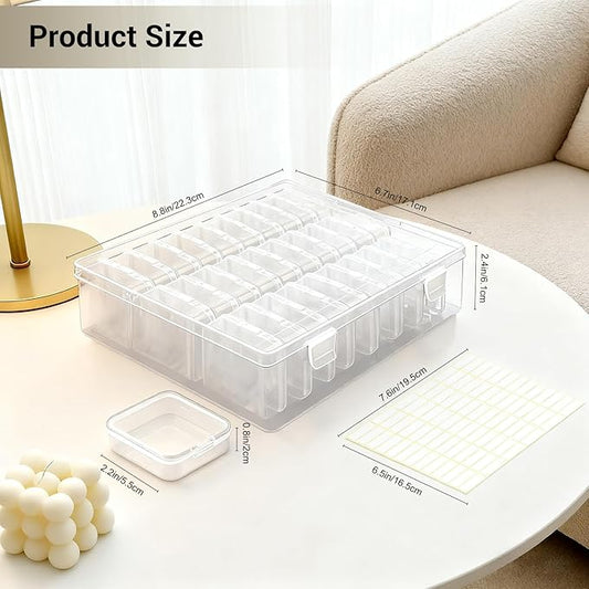 Bead Organizer Box, 30 Pcs Small Beads Storage with 84 Label Stickers, Clear Plastic Small Containers for Jewelry Making, Diamond Painting, DIY Art Crafts, Bracelet Making, Nail Rhinestones, Seeds