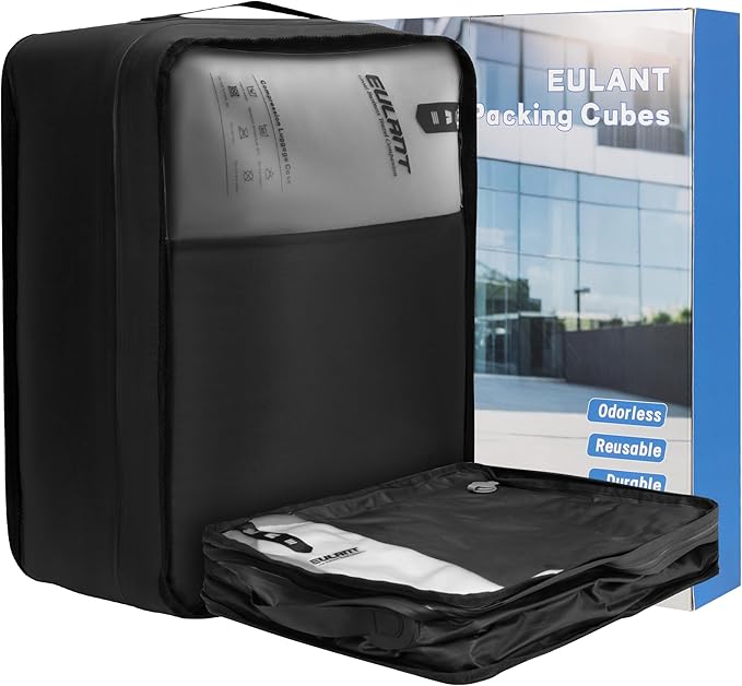 Eulant Reusable Compression Packing Cubes With Pump for Men/Women Business Travel,Professional IPX8 Vacuum Bags for Packing Organizers,Packing Cubes for 20inch Suitcases Luggage for Business(No Pump)