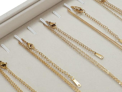 Stratalife Necklace Organizer Stackable Jewelry Organizer 20 Hooks Large Jewelry Tray Necklaces Holder Bracelet Storage for Women Girls Velvet (Beige Necklace Tray)