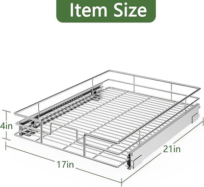 LOVMOR Pull Out Cabinet Organizer 17" W x 21" D, Kitchen Cabinet Pull Out Shelves Slide Out Storage…