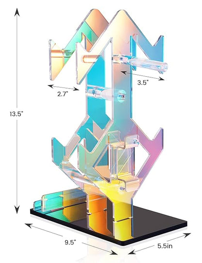 NiHome Iridescent Acrylic 2-Tier Universal Game Controller Headset Holder Rack, Modern Storage Organizer for PS5 Xbox ONE Switch Game Controllers and Headphones Anti-Slip Stable Gaming Accessory Stand