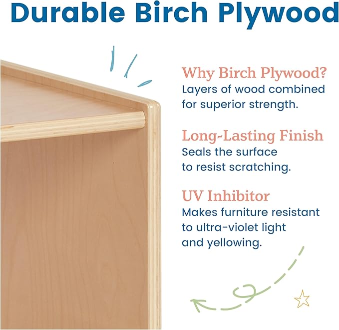 ECR4Kids Streamline Single-Sided Book Display with Storage, Classroom Bookshelf, Natural