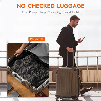 YOYOVAC Vacuum Compression Bags with Wireless Pump – Space Saver Compression Bags for Luggage, No Checked Baggage, Triple Your Luggage Space, IP68, Reusable, Fits 20/24/28 Inch Suitcase (No Tracker)