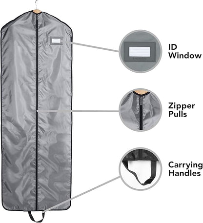 Covermates Keepsakes Garment Bag Set - Premium Polyester - Full Length Zipper - ID Window - Carrying Handles - Closet Storage, Grey