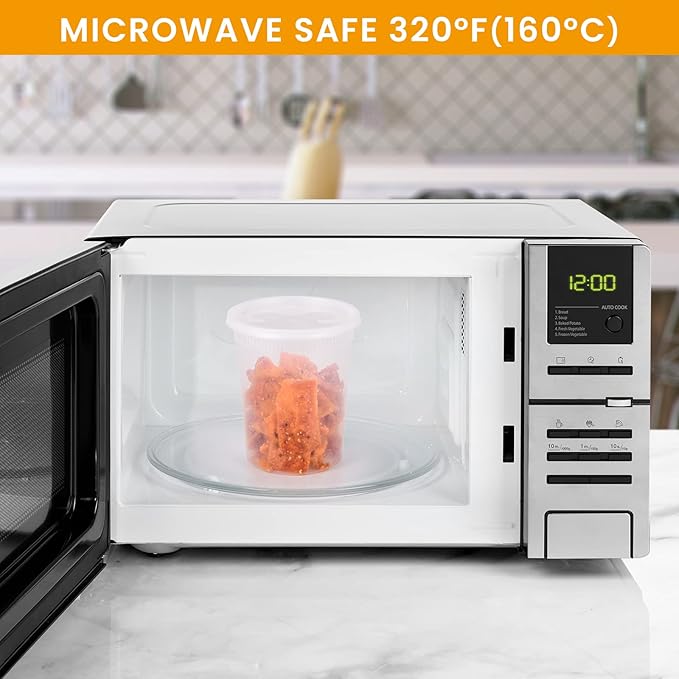 Kitch’nMore 32oz Plastic Deli Food Storage Soup Containers with Airtight Lids, Extra-Thick, Slime, Soup, Leakproof,Stackable,Microwave/Freezer/Dishwasher Safe, BPA Free (24Pack)
