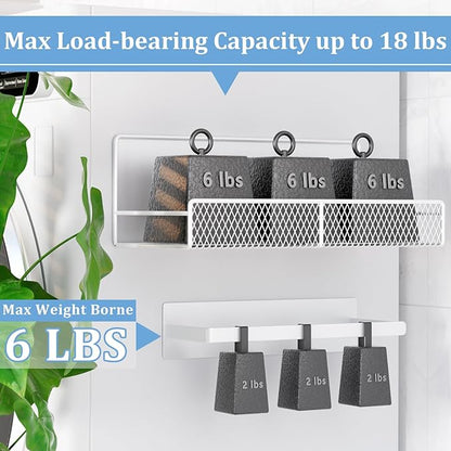 Widen Magnetic Laundry Organizer: Strong Adsorption Magnetic Baskets with Hanger Organizer, Rust Proof Magnetic Shelf for Washing Machine, Heavy Duty Magnetic Spice Rack for Refrigerator(White)